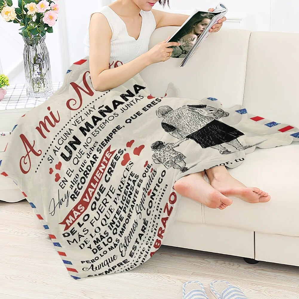 Spanish To My Daughter Gift : A mi Nieta/Nieto Air Mail Print Thin Fleece Blanket Loving Gift for Granddaughter/Grandson Sofa Nap Soft Warm Blankets ShopOnlyDeal