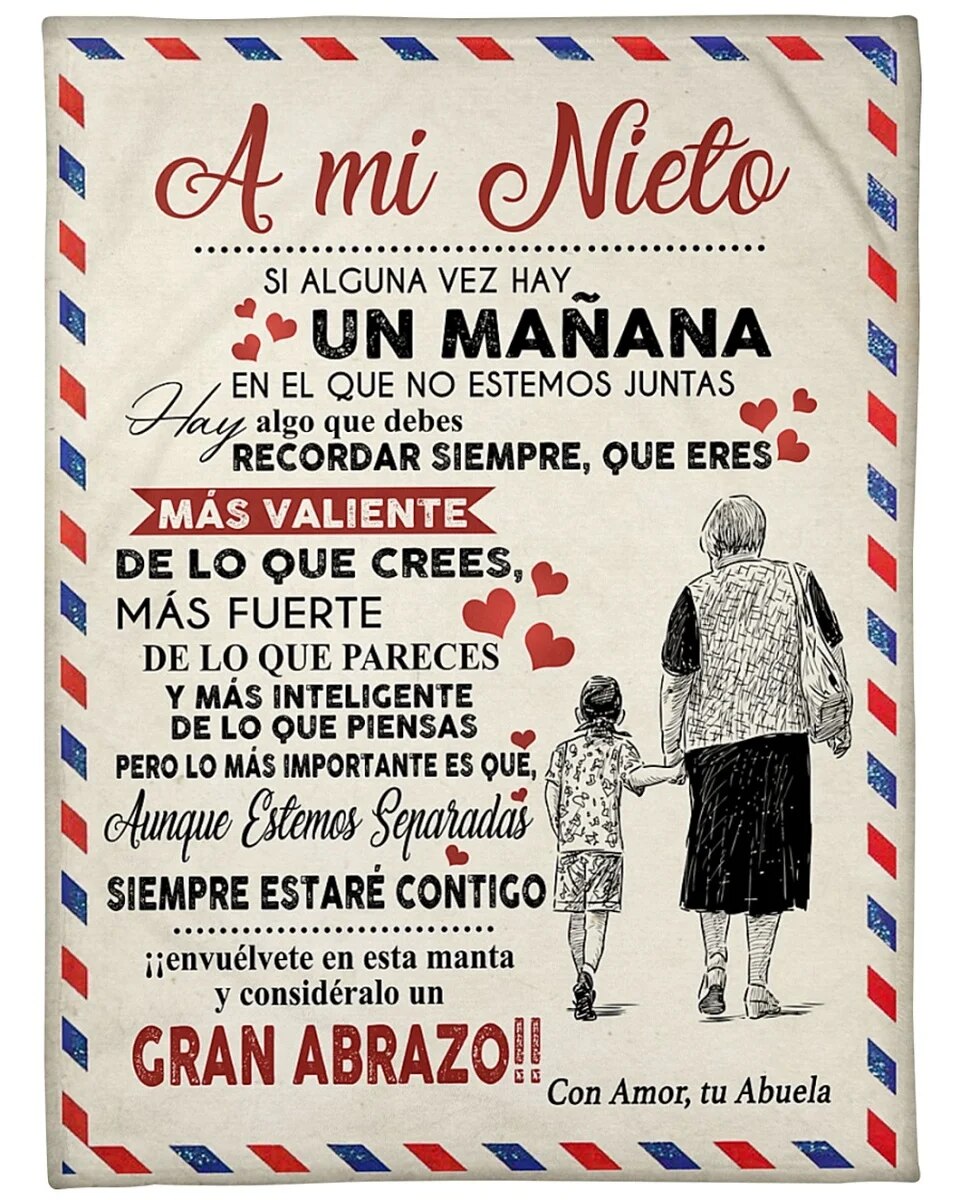 Spanish To My Daughter Gift : A mi Nieta/Nieto Air Mail Print Thin Fleece Blanket Loving Gift for Granddaughter/Grandson Sofa Nap Soft Warm Blankets ShopOnlyDeal