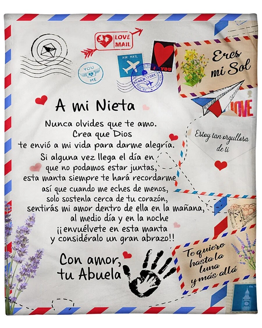 Spanish To My Daughter Gift : A mi Nieta/Nieto Air Mail Print Thin Fleece Blanket Loving Gift for Granddaughter/Grandson Sofa Nap Soft Warm Blankets ShopOnlyDeal