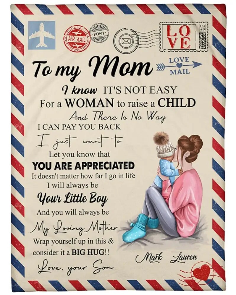 A nuestia Hija Air Mail Letter Print Loving Gift Thin Fleece Blanket for Daughter from Mama and Papa Sofa Throw Blanket manta ShopOnlyDeal