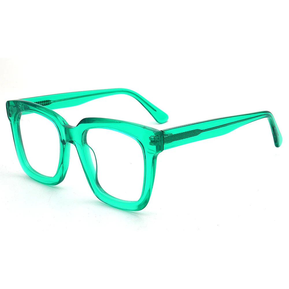 Trendy Men's Square Eyeglasses | Women's Oversize Glasses Frames | Optical Eyewear Green Bulky Prescription Spectacles | Tortoise Clear ShopOnlyDeal