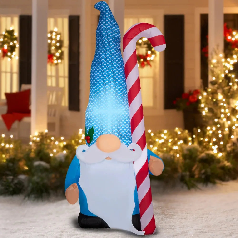 Airblown Inflatables Christmas 6.5 Foot Gnome with Candy Cane ShopOnlyDeal