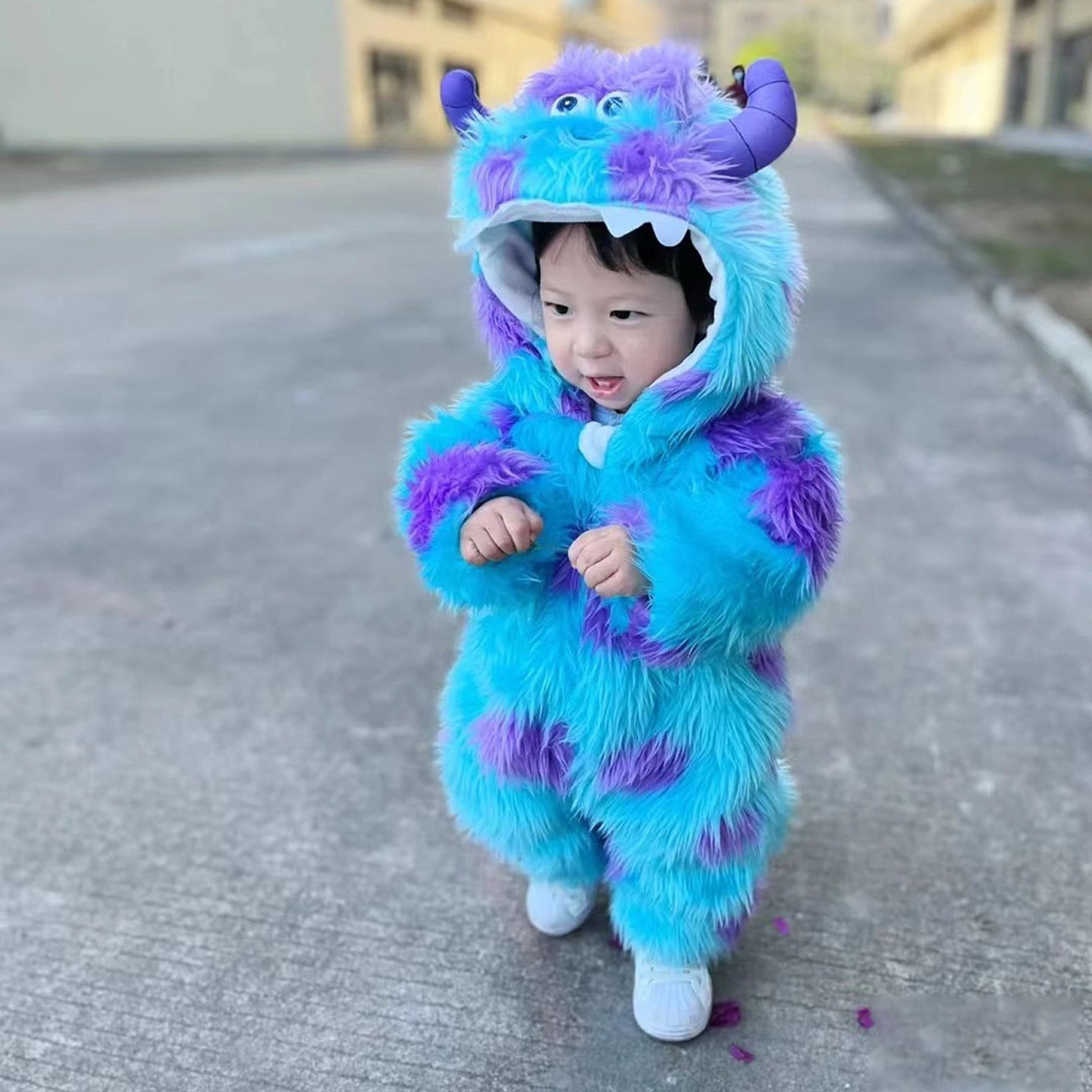 Monster Costume Anime Sully Costume Baby Romper Outfit Bodysuits Winter Onesies Boy Girl  Halloween Monster Suit Soft Plush Toddler Jumpsuit squanch kigurumi Store