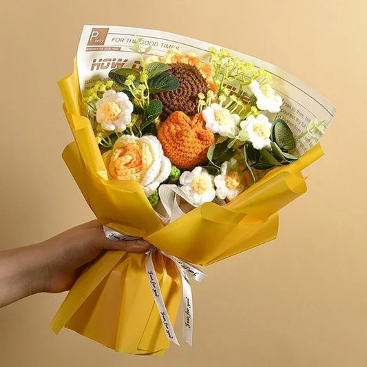 Artificial Crochet Flower Bouquet Valentine's Day Knit Bouquet Graduation Flower Bouquet Birthday Gift 꽃다발 ShopOnlyDeal