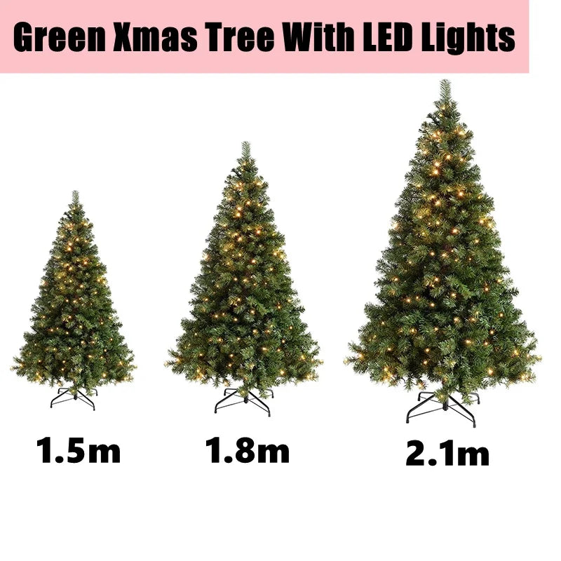 Premium Artificial PVC Christmas Tree: 150/180/210cm Green Large Fir Xmas Pine Tree - Eco-Friendly, Reusable, and Perfect for Festive Holiday Decor ShopOnlyDeal