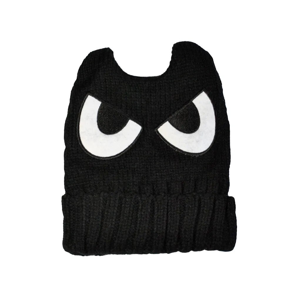 Autumn and Winter Men and Women's Big Eyes Demon Horn Ears Knitted Hat Cold and Warm Woolen Hat Fashion Hip Hop Hat Bean Hat ShopOnlyDeal