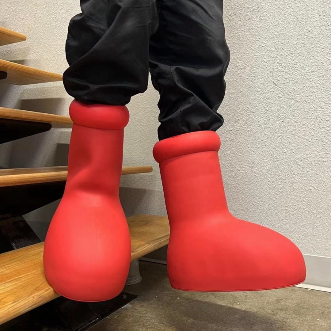 Big Red Boots 2023 Trend Big Toe Platform Rain Boots Woman Spring 2023 New In Round Toe Slip-On Mid-Alf Boot Female Fashion Luxury Shoes for Women Astroboy Uptrends