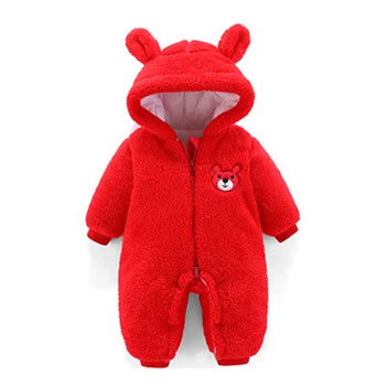 Baby Boy Clothes Cute Plush Bear Baby Rompers Autumn Winter Keep Warm Hooded Infant Girls Overall Jumpsuit Newborn Romper 0-18M ShopOnlyDeal