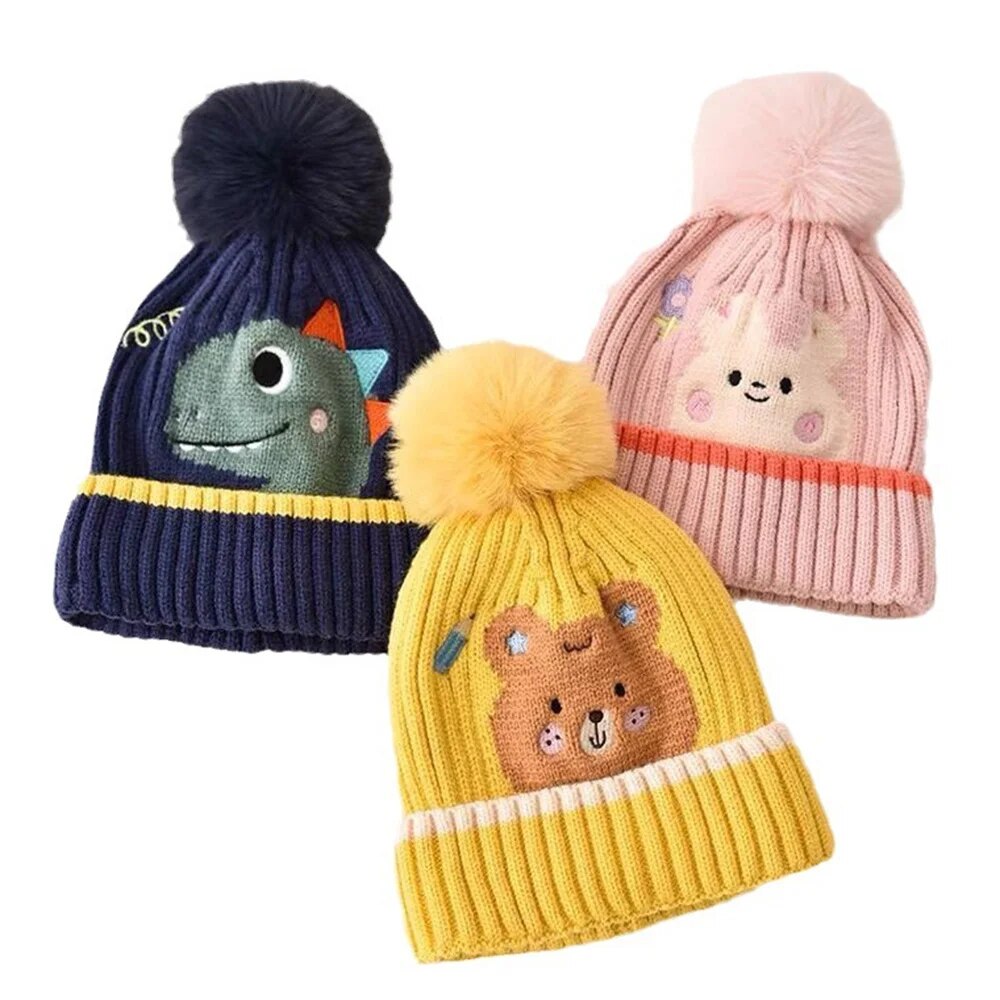 Cute Baby Hat Pompom Baby Cap Boy Beanie Autumn Winter Warm Knitted Children Girls Hats Solid Hairball Elastic Kids Caps Bonnet ShopOnlyDeal