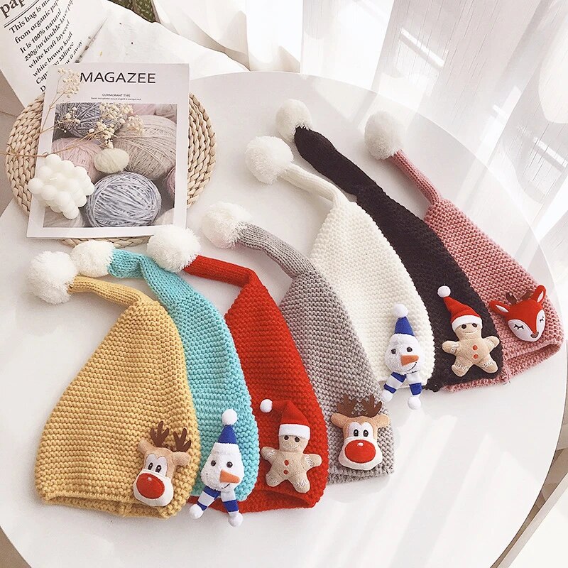 Cute Baby Beanie Christmas Hat Winter Kids Cartoon Knitted Baby Cap Infant Toddler Bonnet Children Hat for Girls Boys 1-4Y ShopOnlyDeal