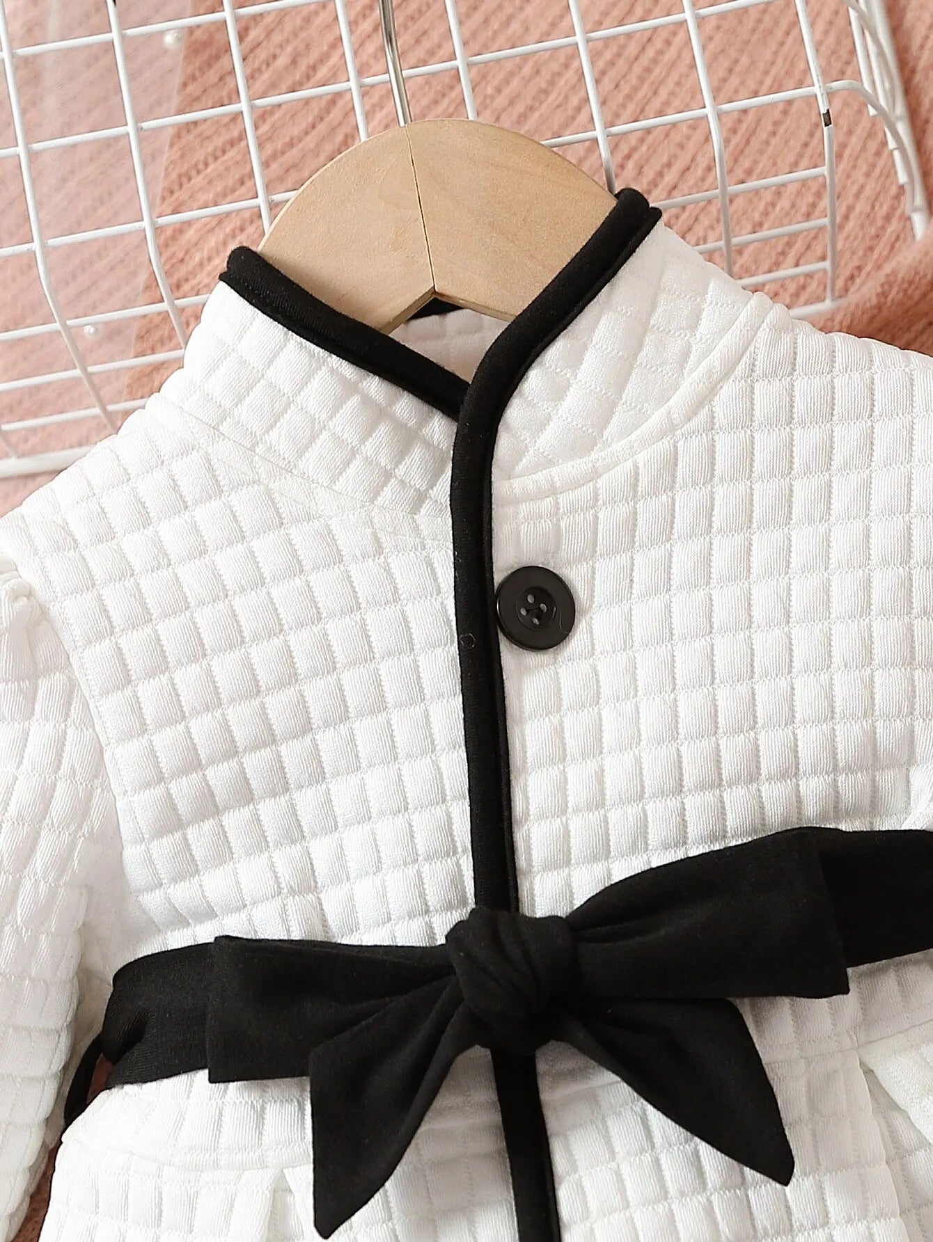 Baby Girls Fashion Autumn And Winter Thermal Belted Dress Set Princess Coat Classic Black And White Color Contrast Cardigan ShopOnlyDeal