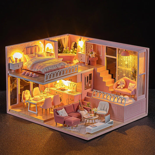 Baby House Mini Miniature Doll House DIY Small House Kit Production Room Princess Toys, Home Bedroom Decoration with Furniture W ShopOnlyDeal