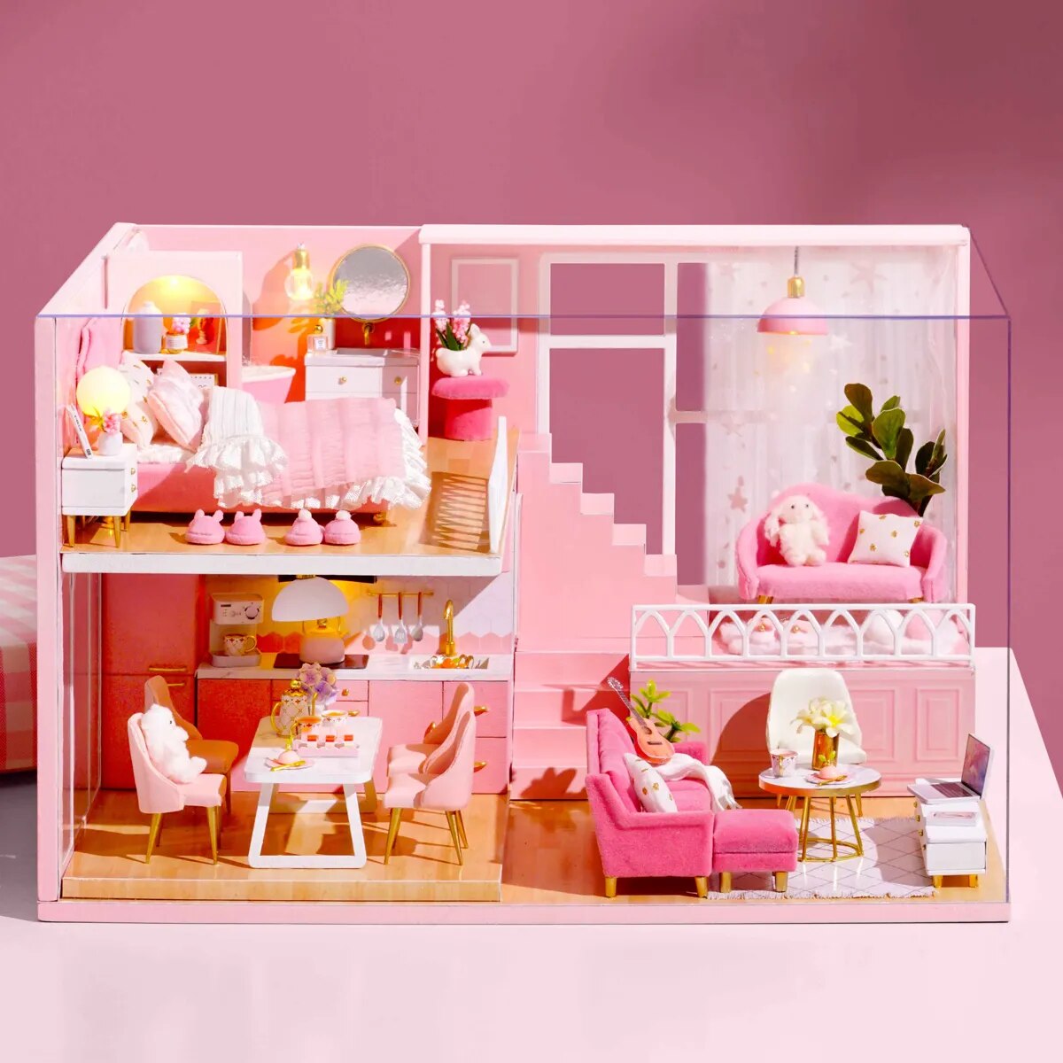 Baby House Mini Miniature Doll House DIY Small House Kit Production Room Princess Toys, Home Bedroom Decoration with Furniture W ShopOnlyDeal