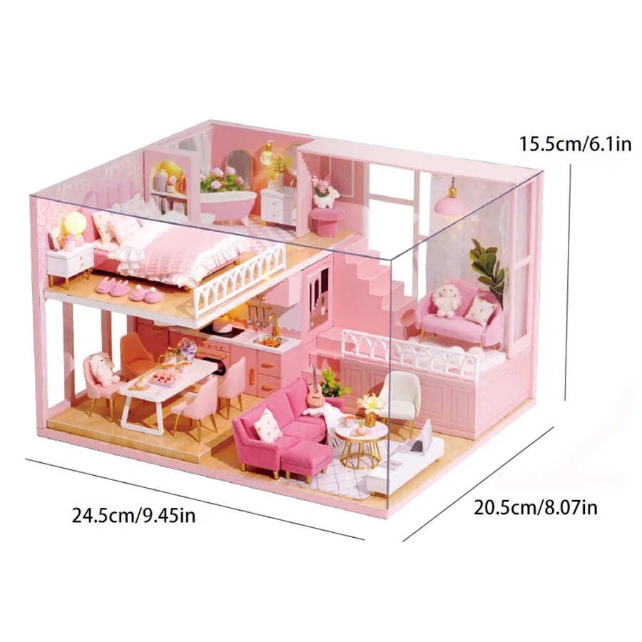 Baby House Mini Miniature Doll House DIY Small House Kit Production Room Princess Toys, Home Bedroom Decoration with Furniture W ShopOnlyDeal