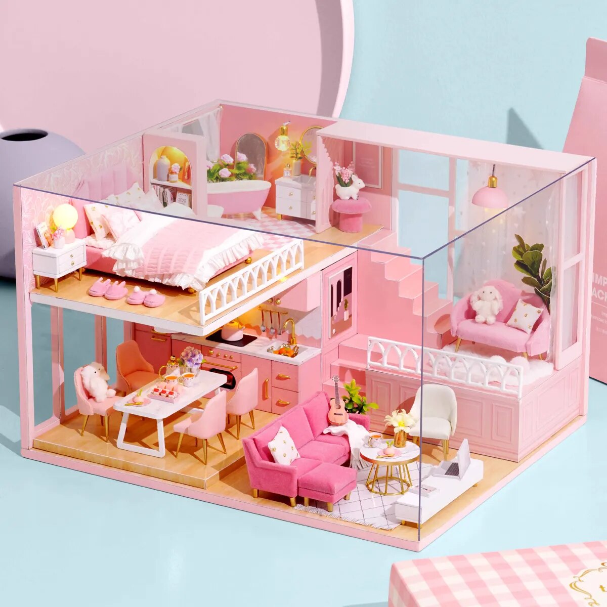 Baby House Mini Miniature Doll House DIY Small House Kit Production Room Princess Toys, Home Bedroom Decoration with Furniture W ShopOnlyDeal