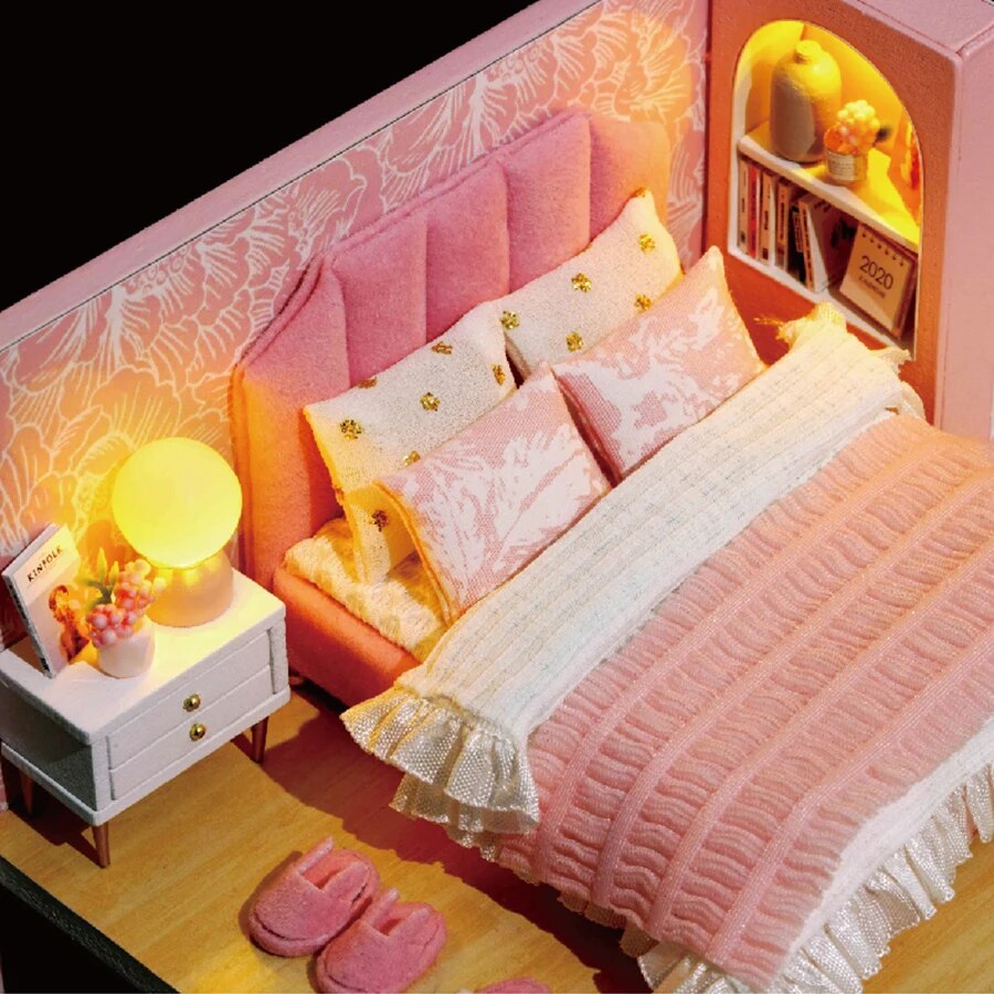 Baby House Mini Miniature Doll House DIY Small House Kit Production Room Princess Toys, Home Bedroom Decoration with Furniture W ShopOnlyDeal