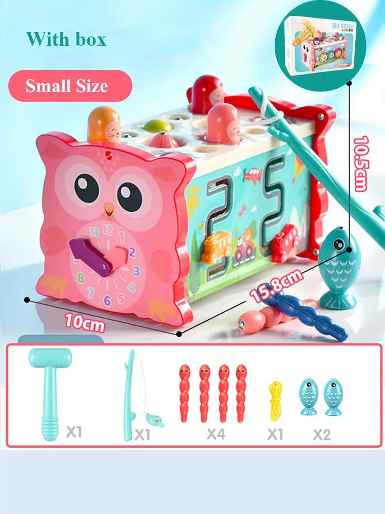 Baby Montessori Toys Fishing Owl Cube 0 6 12 Months Learning Educational Clock Kids Hammer Game Set with Music Puzzle Piano Gift ShopOnlyDeal