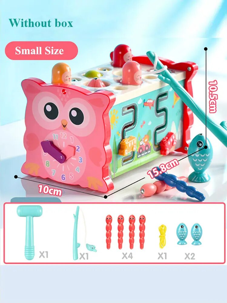 Baby Montessori Toys Fishing Owl Cube 0 6 12 Months Learning Educational Clock Kids Hammer Game Set with Music Puzzle Piano Gift ShopOnlyDeal