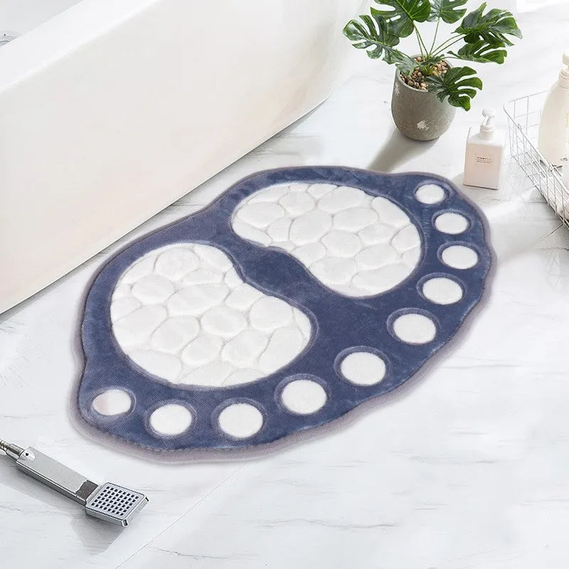 Bathroom Rugs Mats Super Absorbent Non-slip Bath Rugs Washable Cobblestone Bath Carpet Cute Foot Shaped Memory Foam Area Rug ShopOnlyDeal