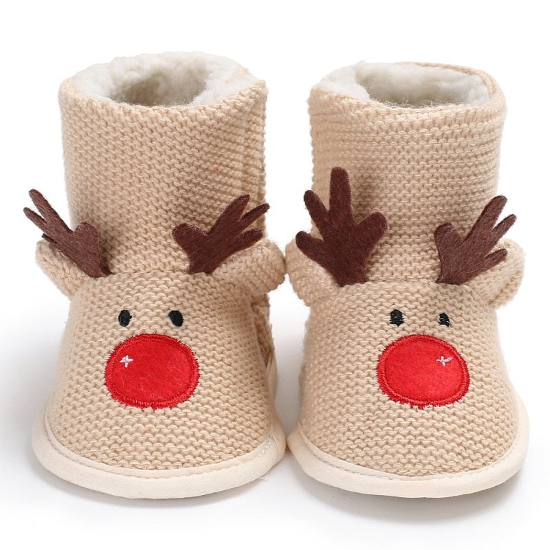 Baywell Christmas Deer Winter Warm Baby Newborn Lovely Shoes First Walkers Baby Boy Shoes Wool Boots For 0-18 Month ShopOnlyDeal