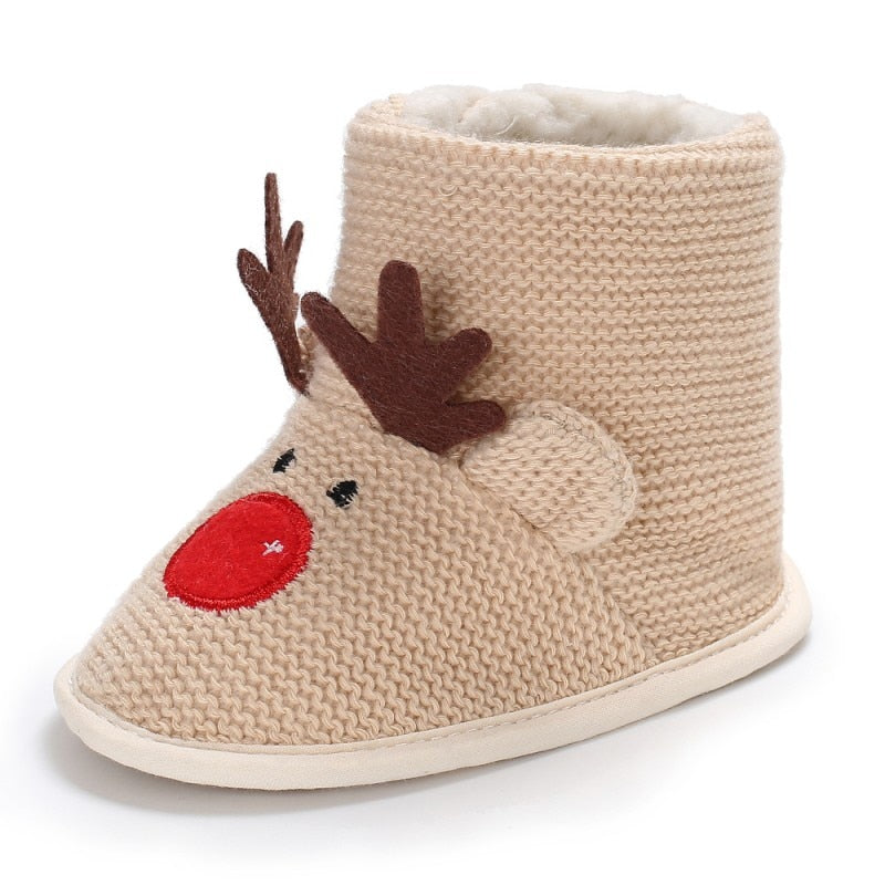 Baywell Christmas Deer Winter Warm Baby Newborn Lovely Shoes First Walkers Baby Boy Shoes Wool Boots For 0-18 Month ShopOnlyDeal