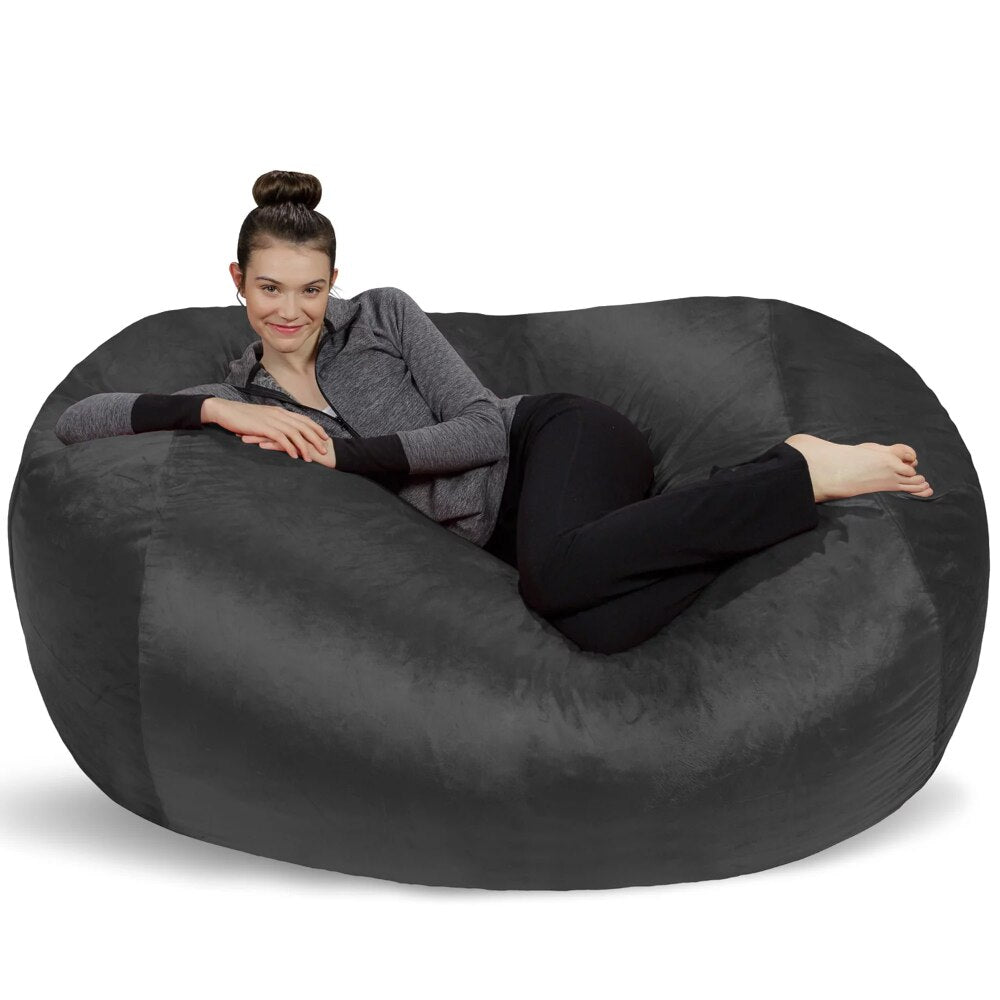 Bean Bag Chair, Memory Foam Lounger with Microsuede Cover, Kids, Adults, 6 Ft, Charcoal,sedentary Comfort, Interior Home Shop1102819237 Store