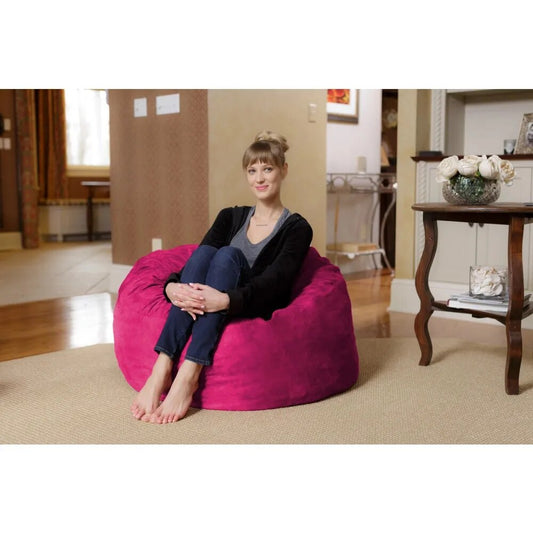 Bean Bag Sofa, Memory Foam Lounger with Micorsuede Cover, Kids, 3 Ft, Pink ShopOnlyDeal