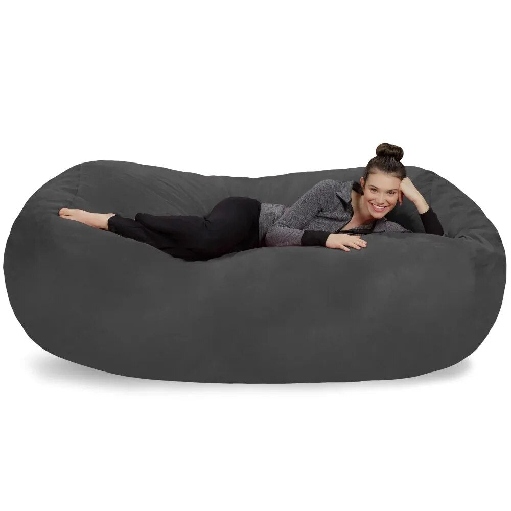 Giant Bean Bag Sofa, Memory Foam Lounger with Microsuede Cover, Kids, Adults, 7.5 Ft, Charcoal ShopOnlyDeal