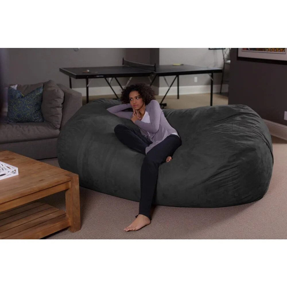 Giant Bean Bag Sofa, Memory Foam Lounger with Microsuede Cover, Kids, Adults, 7.5 Ft, Charcoal ShopOnlyDeal