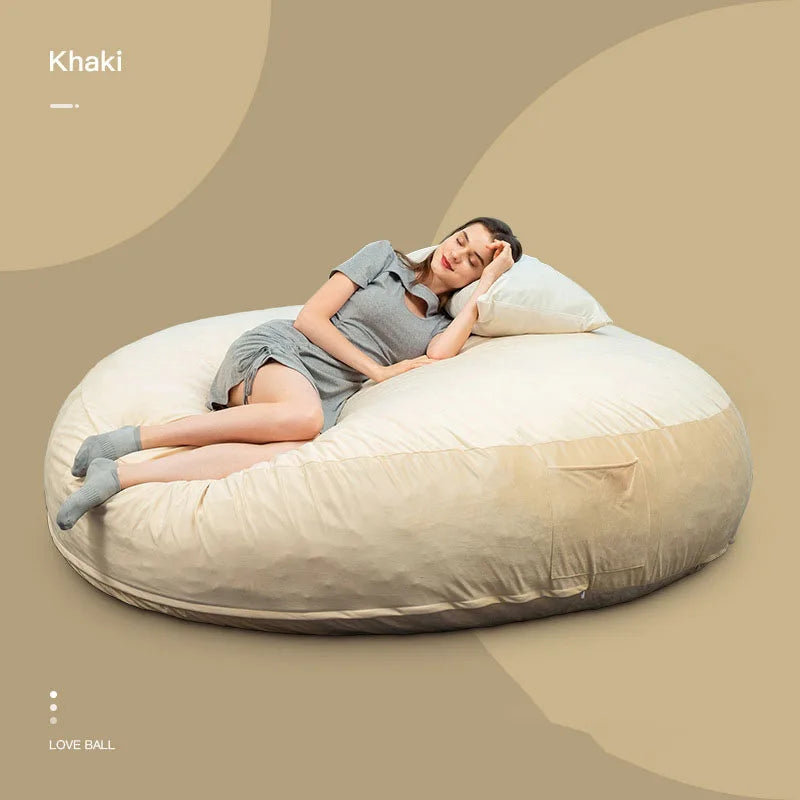 Huge Big Round Lazy Giant Sofa Cover Soft Fluffy Fur Bean Bag Bed Recliner Cushion Cover Floor Corner Seat Couch Futon No Filling ShopOnlyDeal