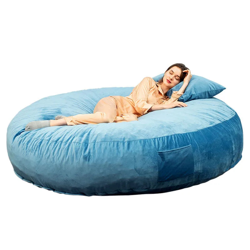 Huge Big Round Lazy Giant Sofa Cover Soft Fluffy Fur Bean Bag Bed Recliner Cushion Cover Floor Corner Seat Couch Futon No Filling ShopOnlyDeal