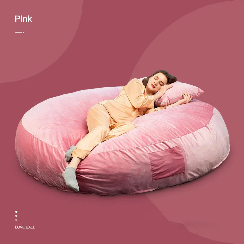 Huge Big Round Lazy Giant Sofa Cover Soft Fluffy Fur Bean Bag Bed Recliner Cushion Cover Floor Corner Seat Couch Futon No Filling ShopOnlyDeal