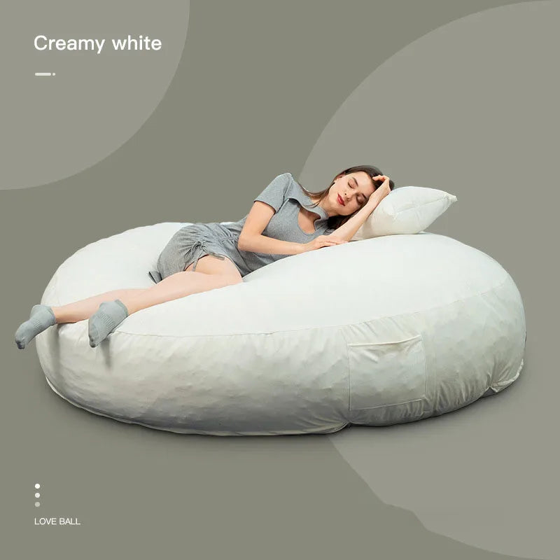 Huge Big Round Lazy Giant Sofa Cover Soft Fluffy Fur Bean Bag Bed Recliner Cushion Cover Floor Corner Seat Couch Futon No Filling ShopOnlyDeal