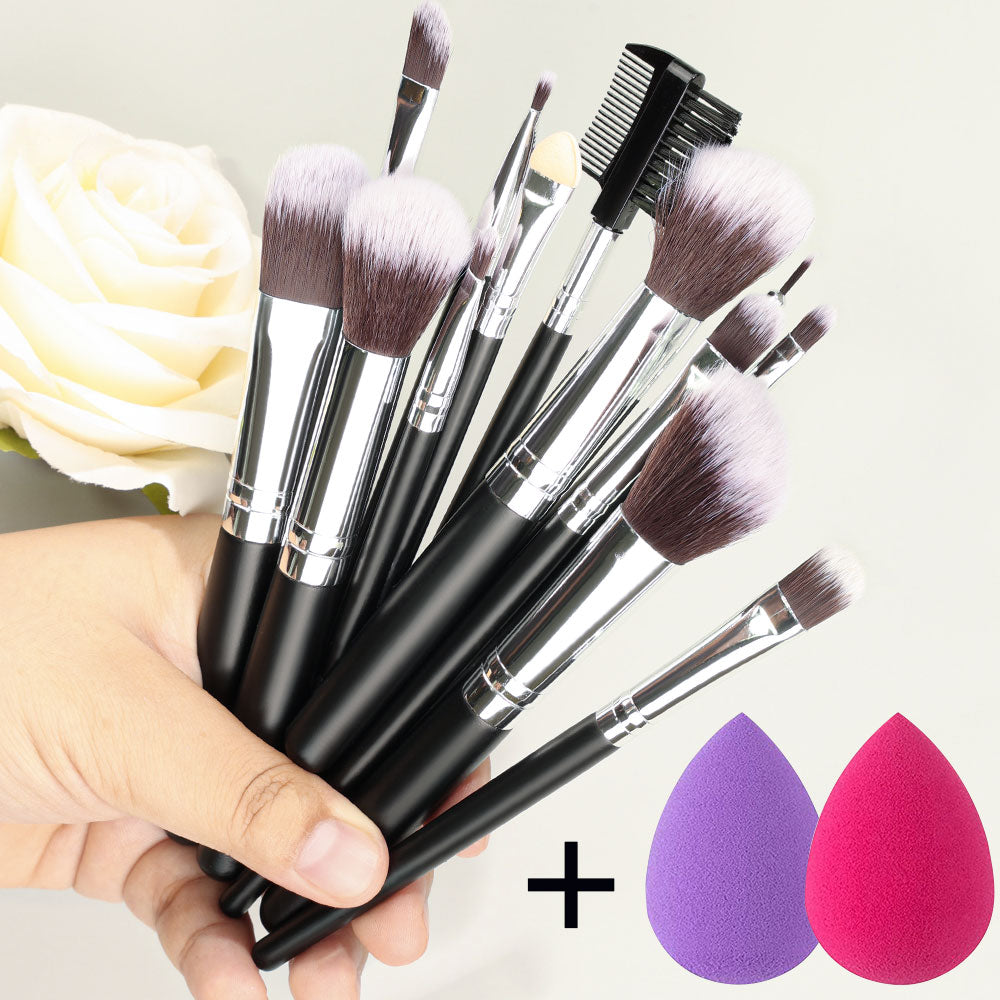 Black 8-13Pcs Makeup Brushes Soft Fluffy Foundation Blush Powder Eyeshadow Blending Makeup Brush Set Beauty Tool Cosmetics Puff ShopOnlyDeal