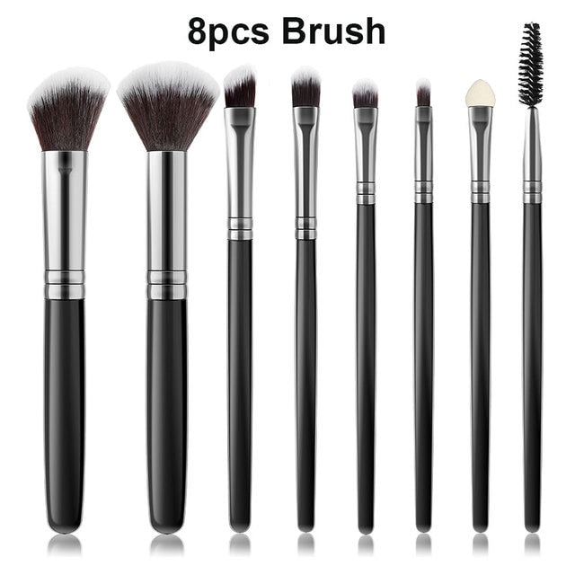 Black 8-13Pcs Makeup Brushes Soft Fluffy Foundation Blush Powder Eyeshadow Blending Makeup Brush Set Beauty Tool Cosmetics Puff ShopOnlyDeal