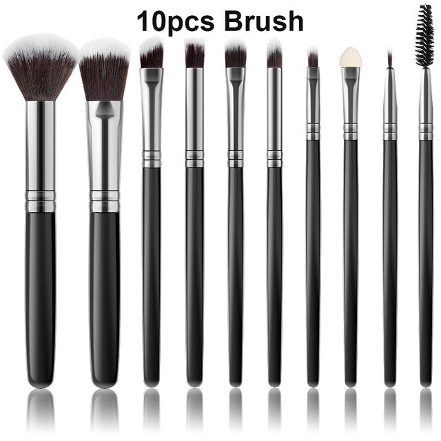 Black 8-13Pcs Makeup Brushes Soft Fluffy Foundation Blush Powder Eyeshadow Blending Makeup Brush Set Beauty Tool Cosmetics Puff ShopOnlyDeal