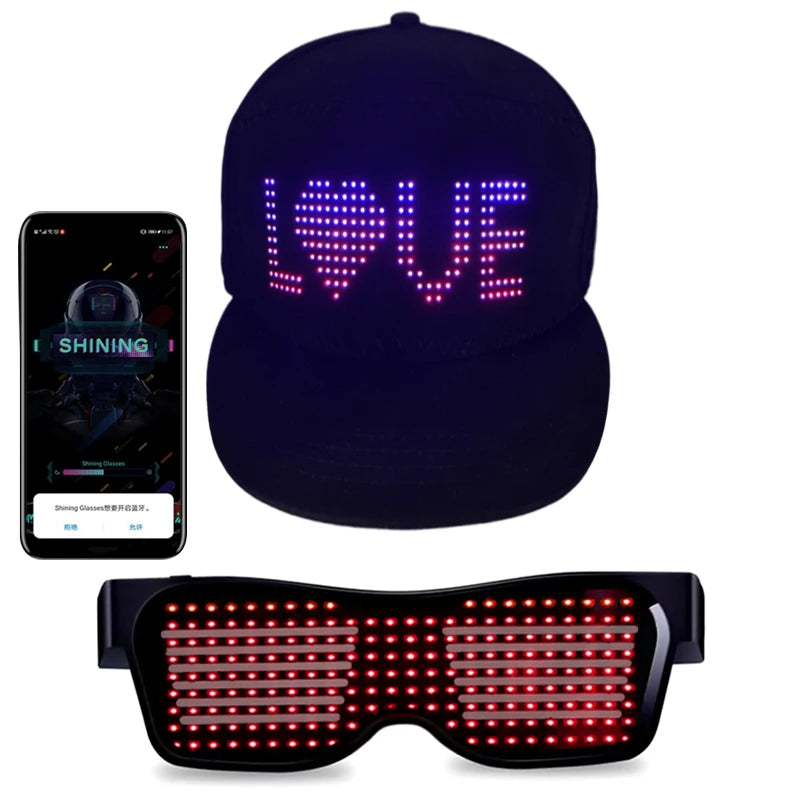 Bluetooth LED Hip Hop Cap Customized Hat Mobile APP Control Editing LED Display Hat for Festival Party Club Christmas Halloween ShopOnlyDeal