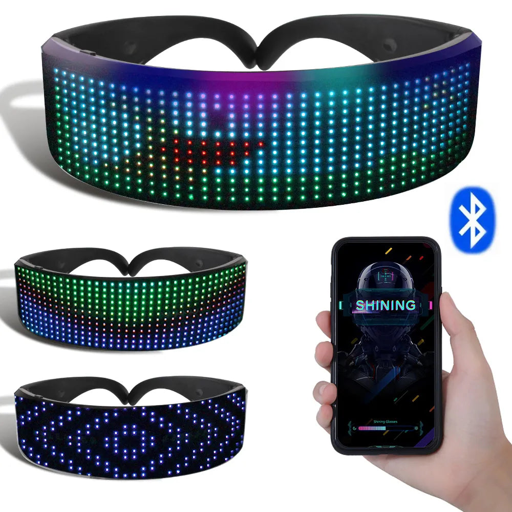 Bluetooth LED Luminous Glasses Prop For Party Bar Festival Performance DIY Shining Electronic Futuristic Eyewear ShopOnlyDeal