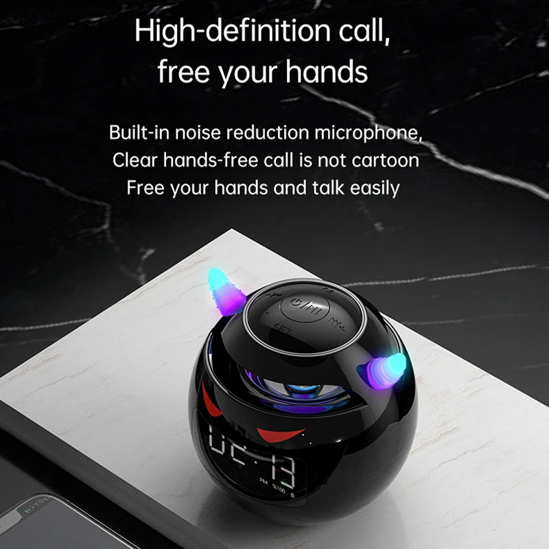 Bluetooth Speaker with LED Digital Alarm Clock: Wireless Ball Shape Music Player & Mini Speaker Alarm Clock ShopOnlyDeal