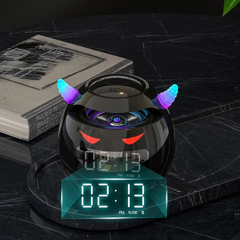 Bluetooth Speaker with LED Digital Alarm Clock: Wireless Ball Shape Music Player & Mini Speaker Alarm Clock ShopOnlyDeal