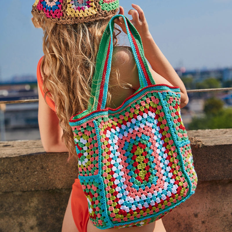 Bohemian Crochet Women Shoulder Bags - Knitting Large Capacity Tote Bag for Casual Style - Lady Handbags, Big Shopper Purses, Summer Beach Bags with a Boho Vibe HISUELY 88 Store