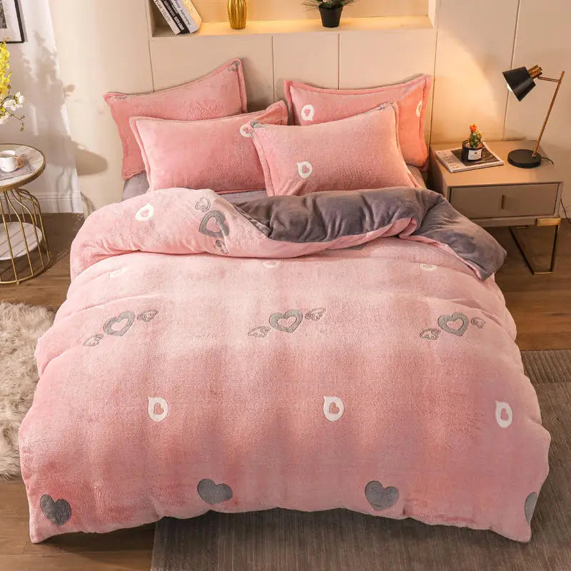 Flannel Duvet Cover Cartoon Cats Quilt Cover for Kids Winter Warm housse de couette220x240cm (without pillowcase) ShopOnlyDeal