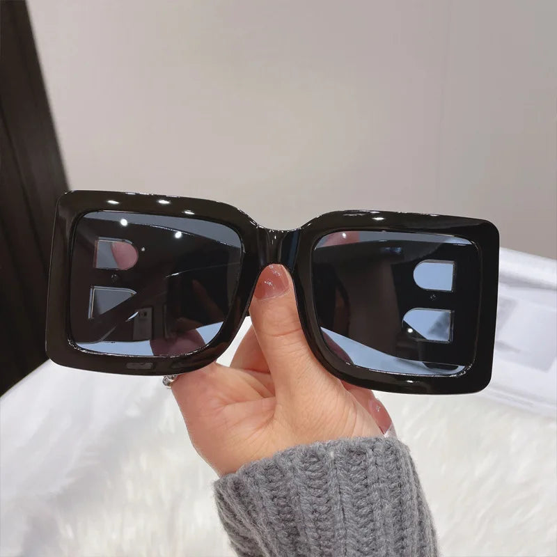 Designer Brand Fashion Square Sunglasses Women Mirror Black Gradient Sun Glasses Female Big Frame Modern Retro Vintage Oculos De Sol ShopOnlyDeal
