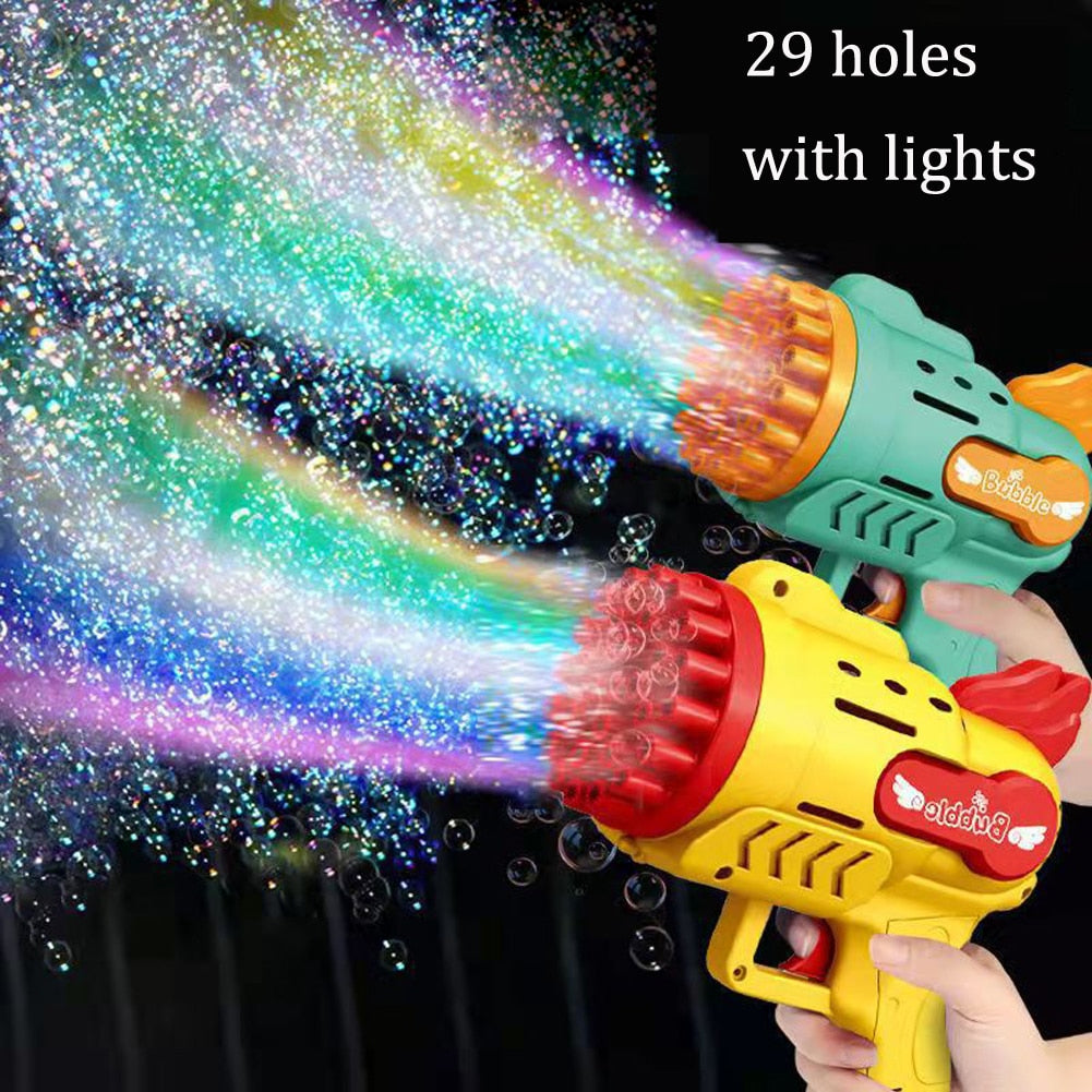 Bubble Gun Electric Automatic Soap Rocket Bubbles Machine Kids Portable Outdoor Party Toy LED Light Blower Toys Children Gifts ShopOnlyDeal