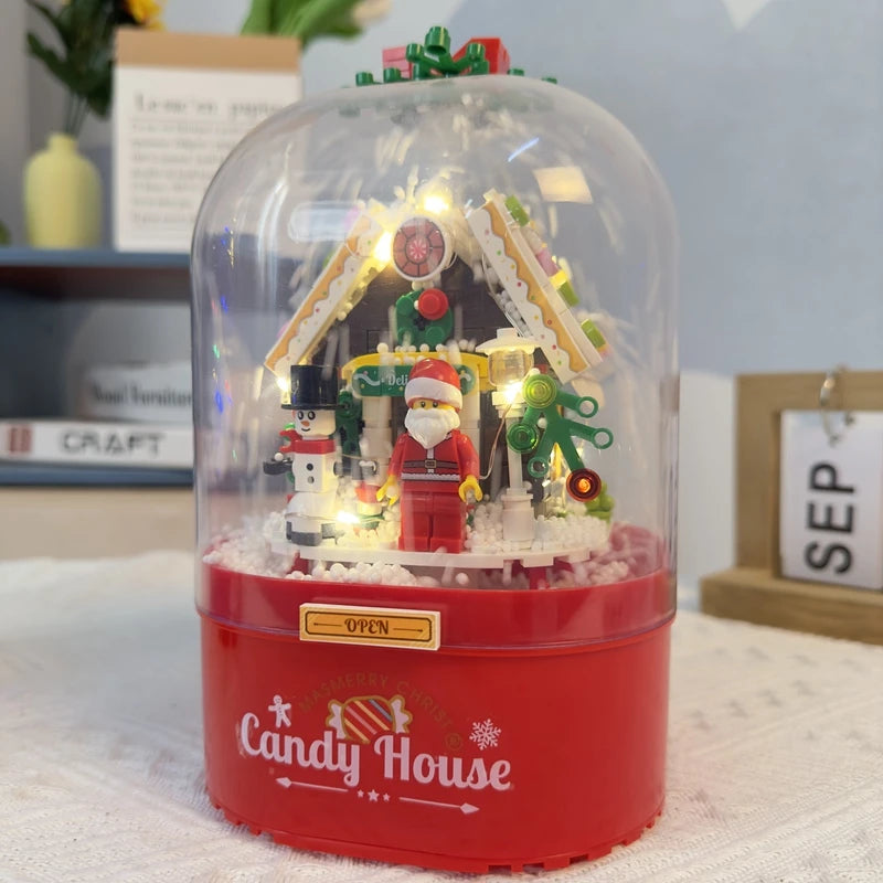 Building Blocks Candy House Merry Christmas Music Box DIY Doll House NewYear Santa Claus Children Gifts Christmas Decoration ShopOnlyDeal