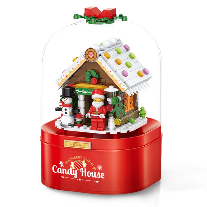Building Blocks Candy House Merry Christmas Music Box DIY Doll House NewYear Santa Claus Children Gifts Christmas Decoration ShopOnlyDeal