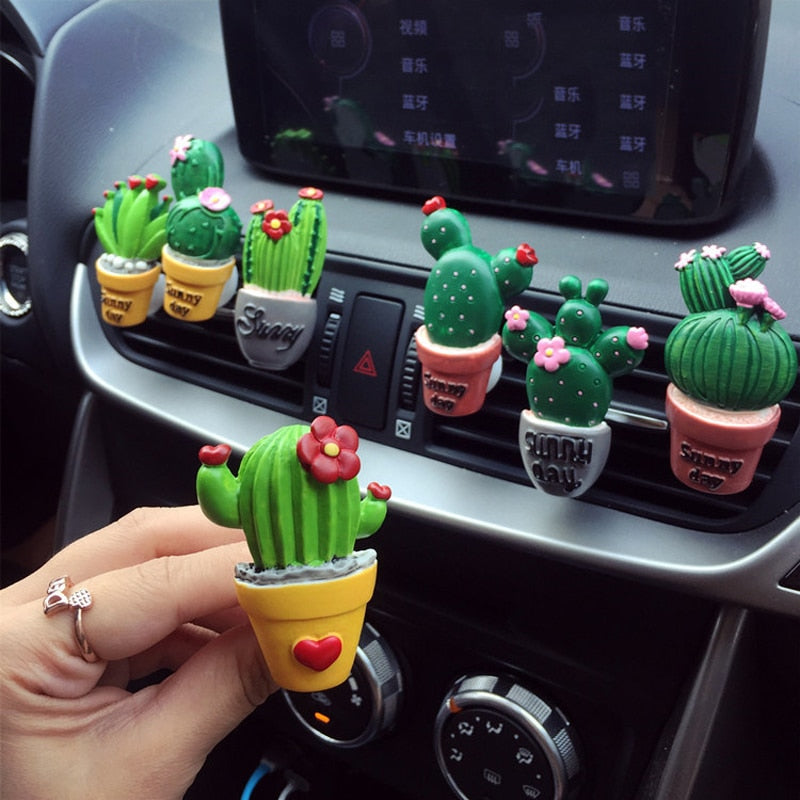 Car Air Freshener Cactus Plants Perfume Vent Clip Outlet Air Conditioning Fragrance Clip Cute Creative Ornaments ShopOnlyDeal