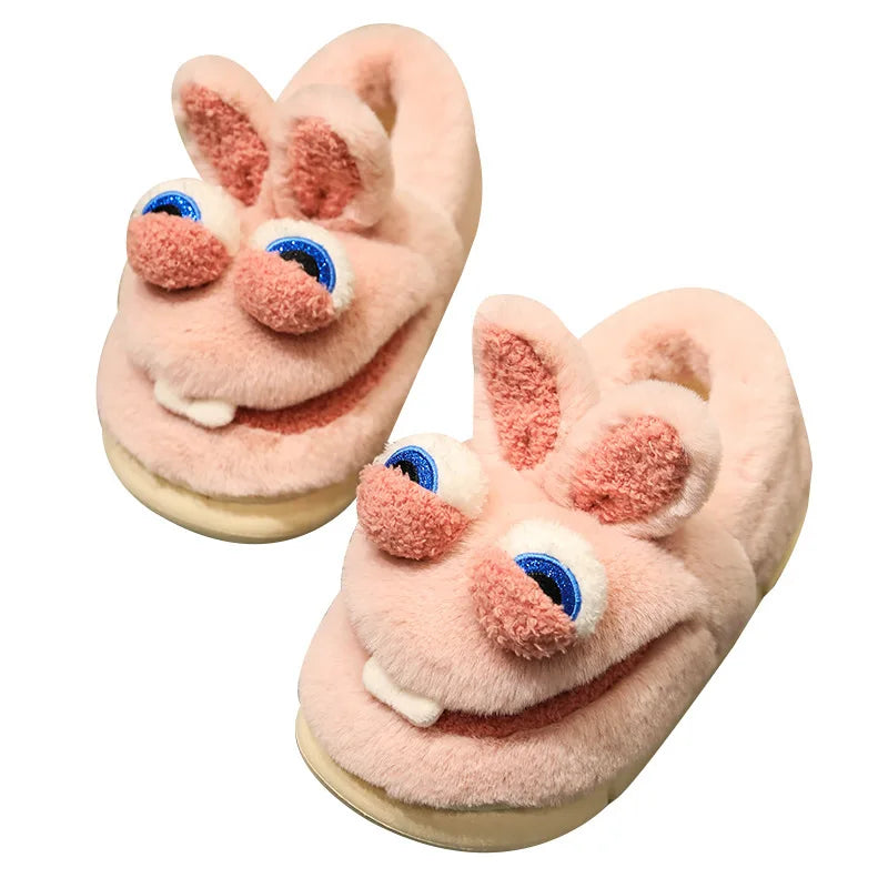 Cartoon Cute Bucktooth Rabbit Cotton Shoes Thickened Thermal Package in Winter Root Lovers Funny Slippers Men and Women ShopOnlyDeal