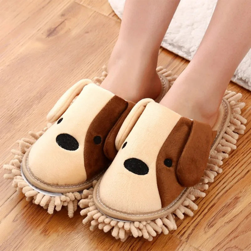 Cartoon Dog Lazy Mop Slippers Unisex Microfiber Cleaning Floor Dusting Slippers Detachable Mopping Shoes Household Tools New P & GG Warm H-ome Store