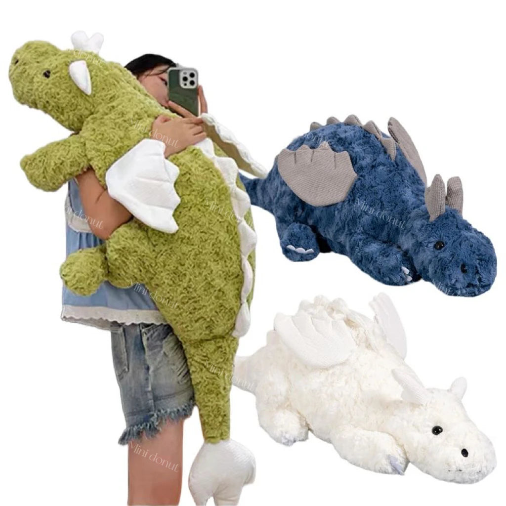 Flying Dragon Cartoon Giant Cute Plush White Blue Snow Dragon Plush Dinosaur Pterosaur Plushie Toy Soft Stuffed Animal Doll Kid Gift ShopOnlyDeal